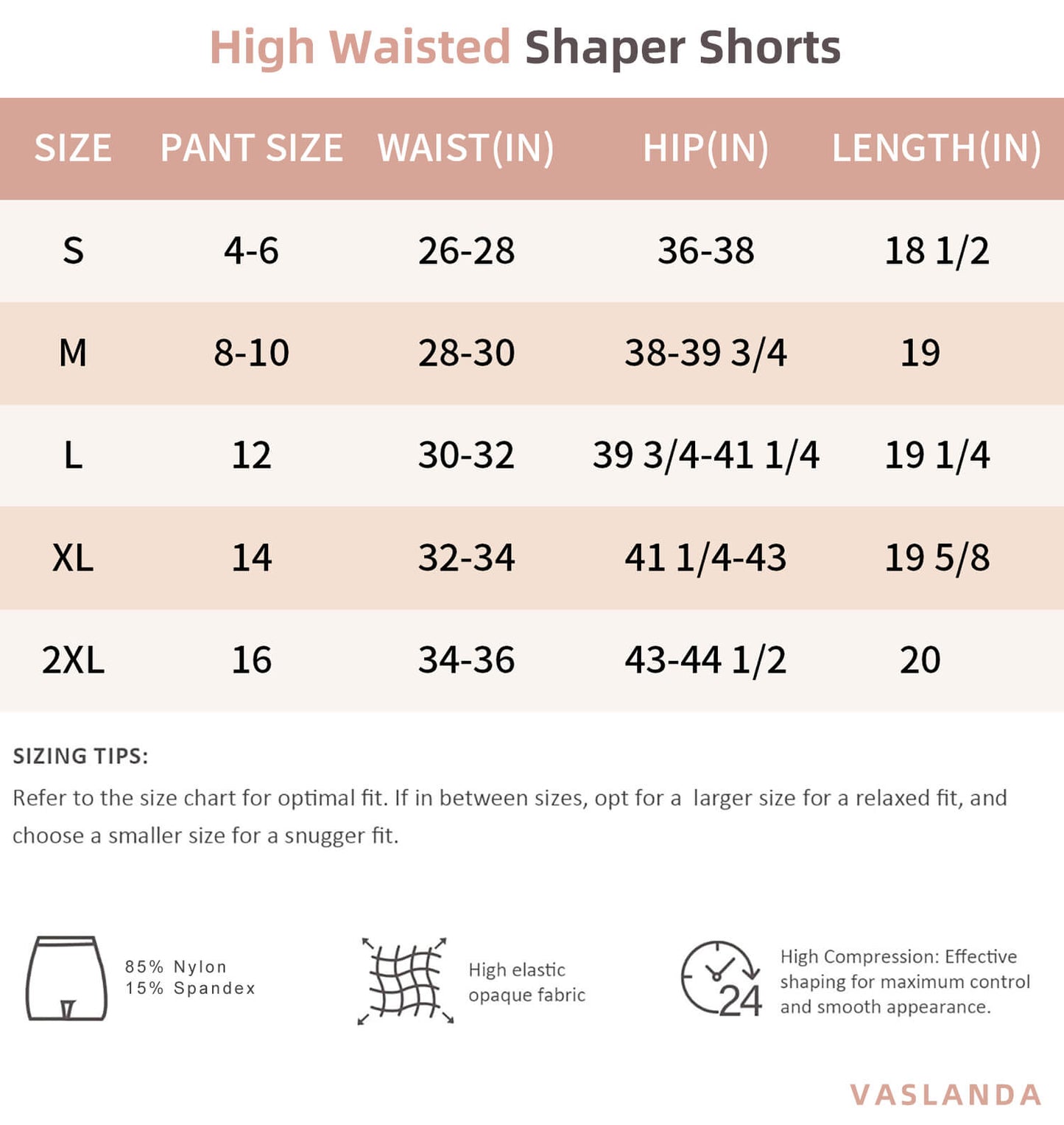 VASLANDA High Waisted Shaper Shorts